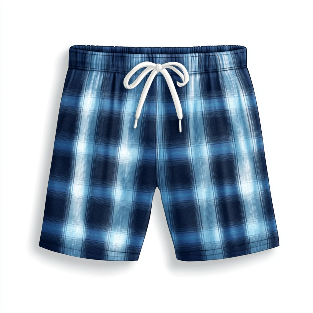 The Girl's Blue Plaid Pajama Shorts Display