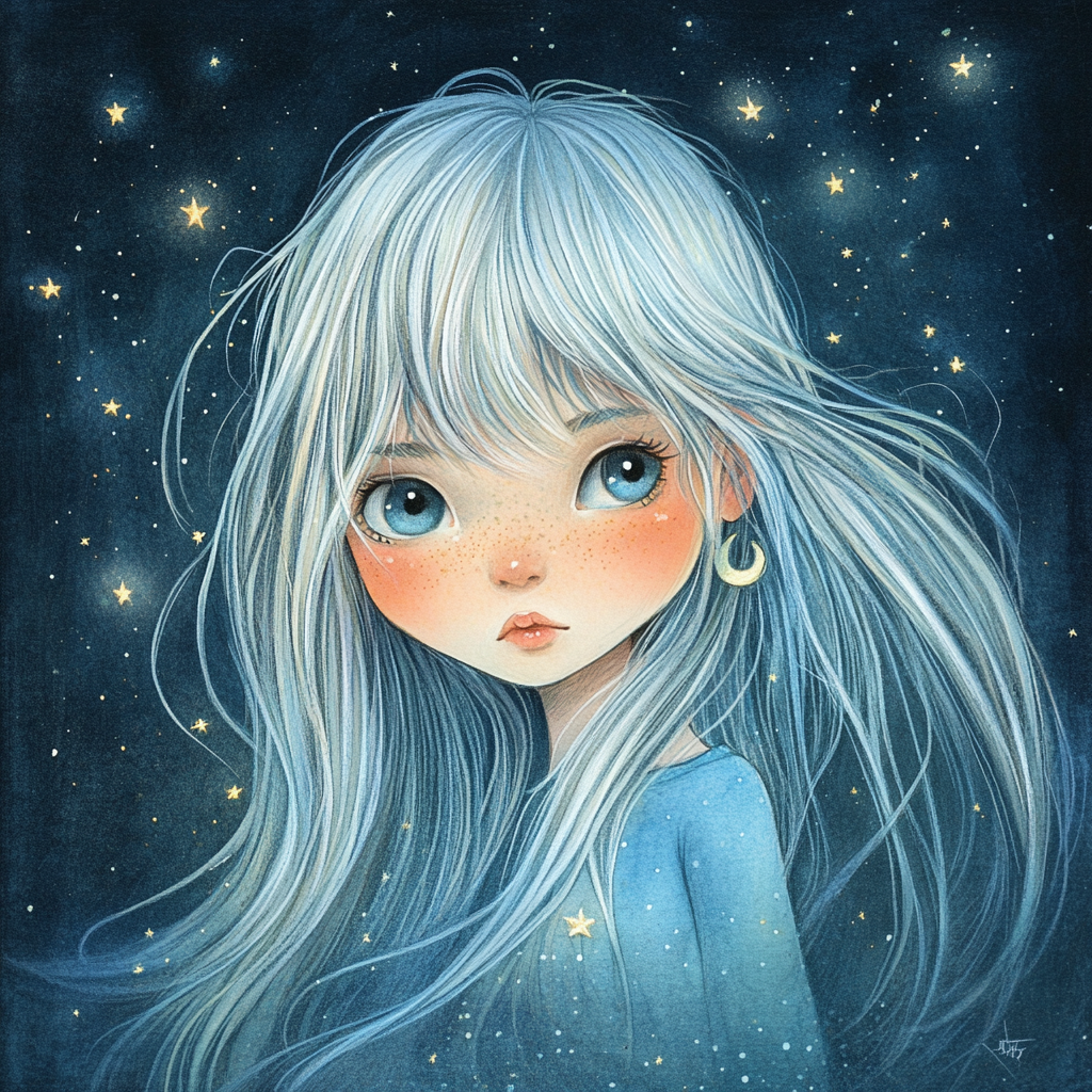 The Gleaming Starry-Eyed Illustrated Girl