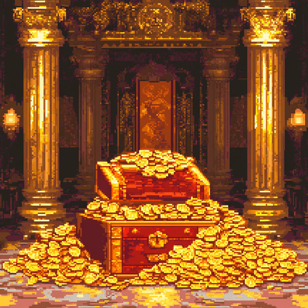 The Glittering Treasure Room with Piles of Coins