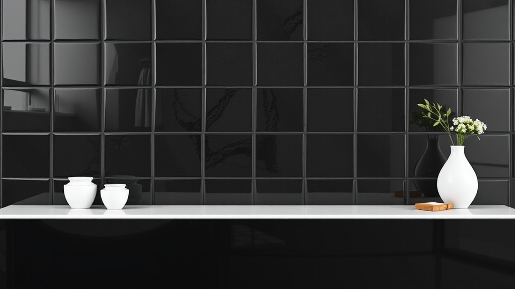 The Glossy Black Square Tile Wall