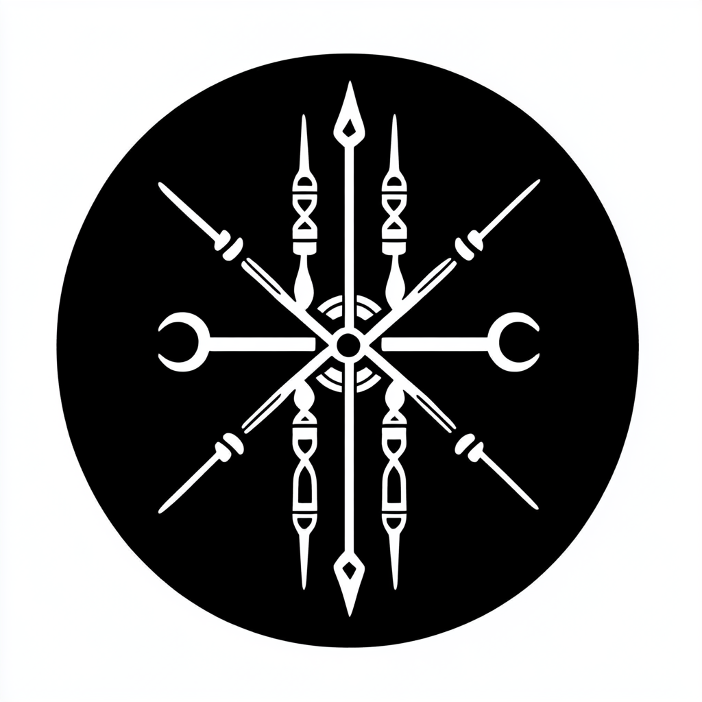 The God of Fate Symbol in Black and White