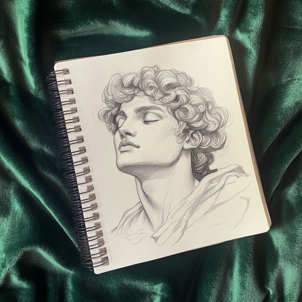 The Handsome Mercury God Pencil Sketch Portrait