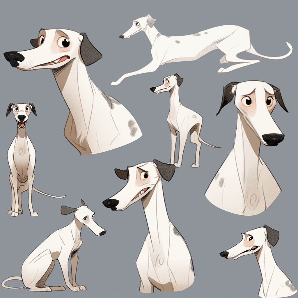 The Happy Whippet Dog with Gray Spots