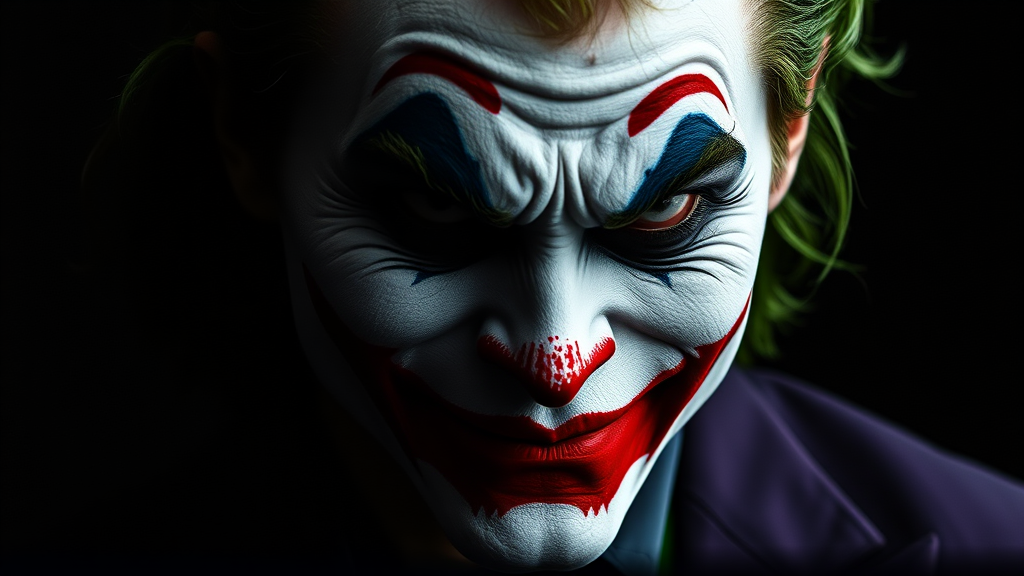 The Joker's Seriousity Against a Black Background