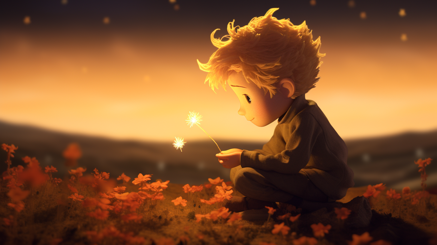 The Little Prince Leaving His Glowing Flower Farewell.