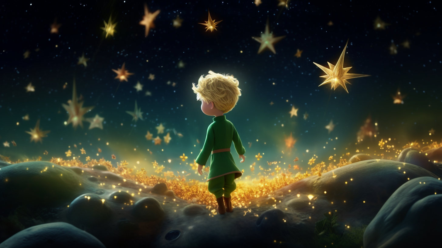 The Little Prince explores space, hopping planets.