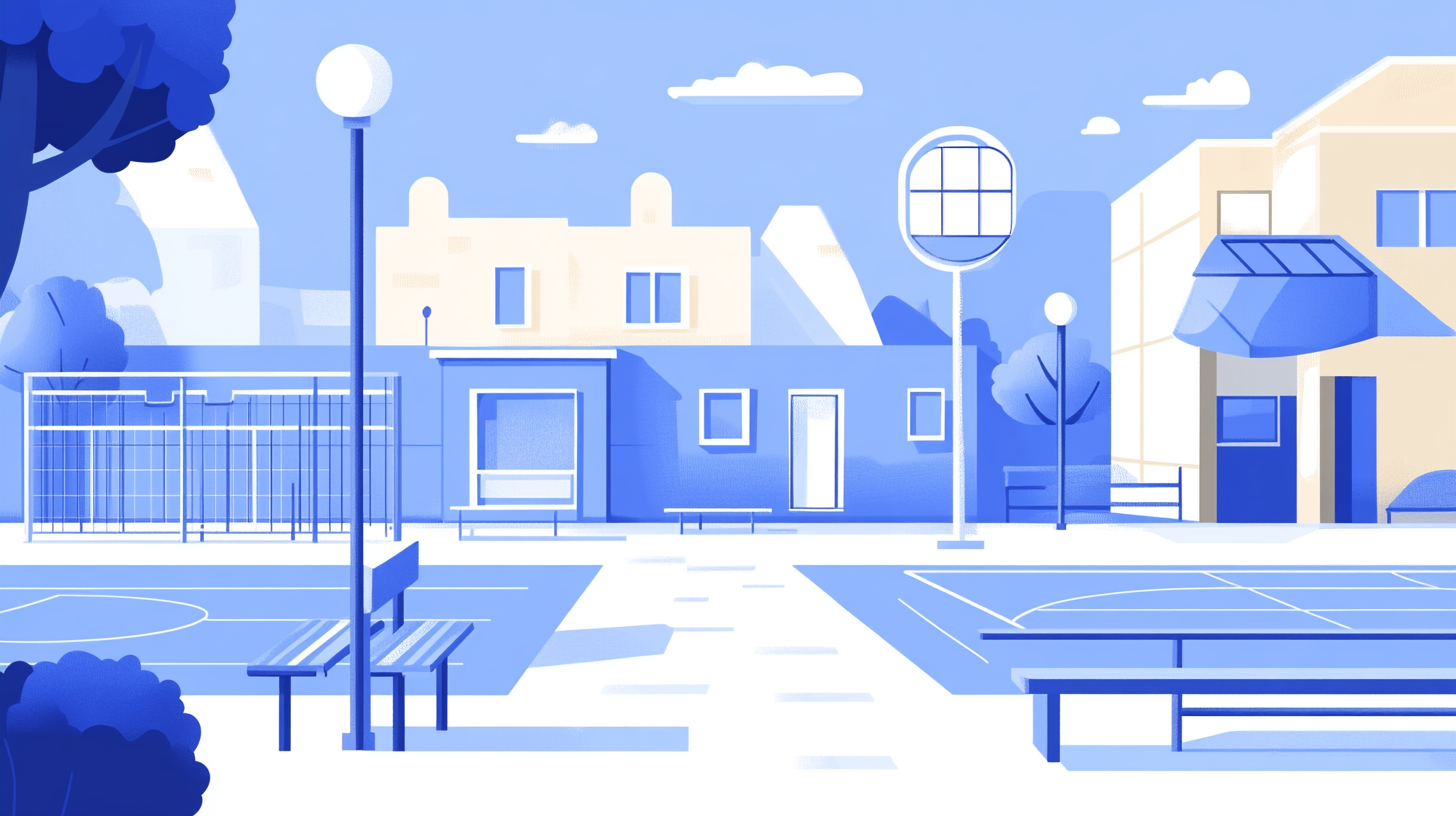 The Minimalist Blue School Playground Vector Design