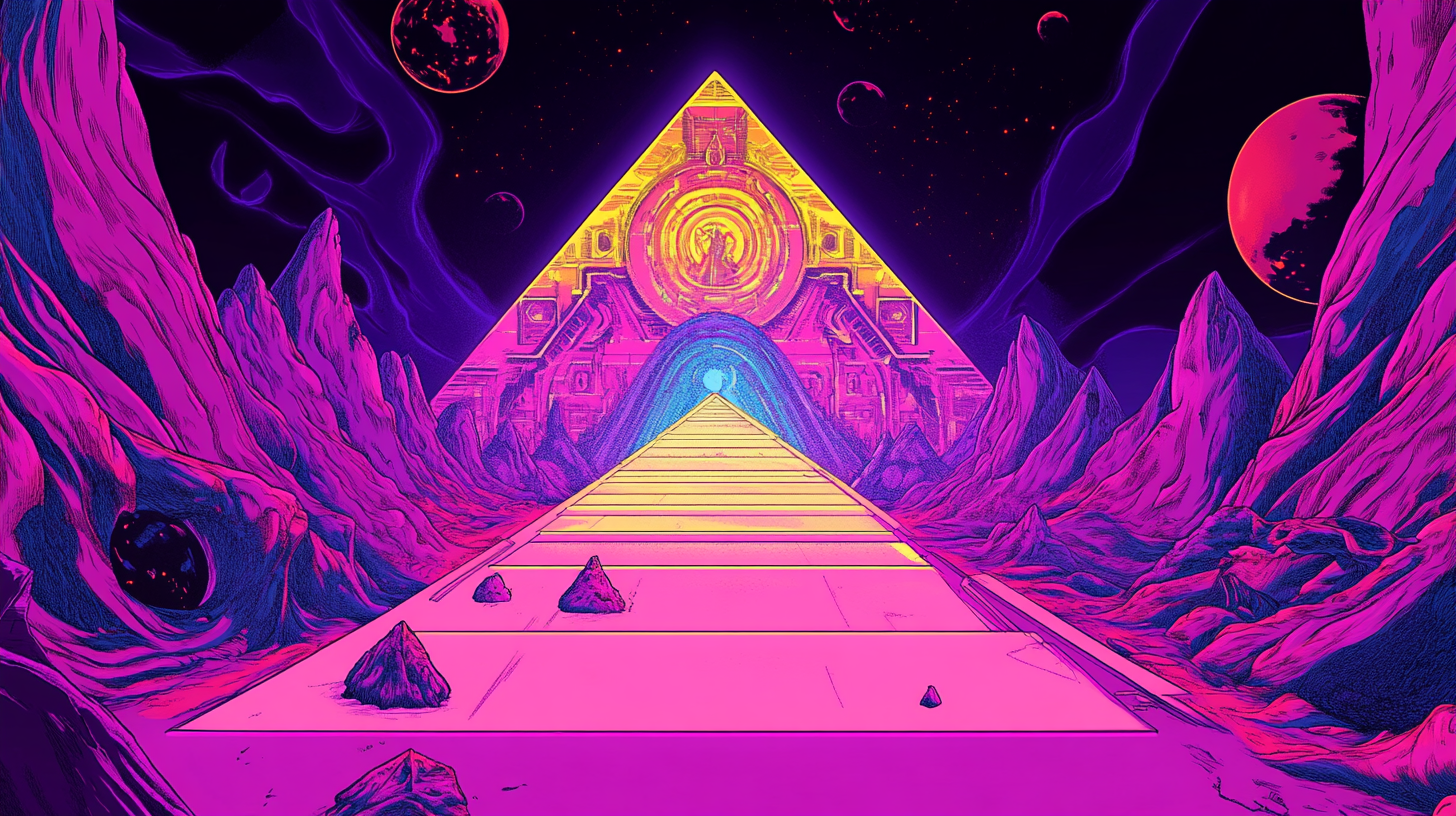 The Mysterious Neon Pyramid With Glowing Symbols