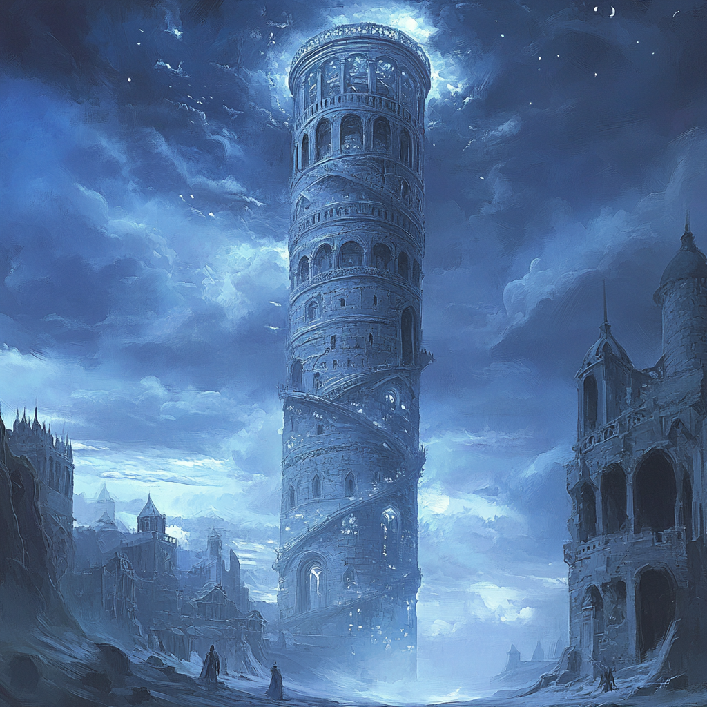 The Mysterious Tower in a Fantasy City