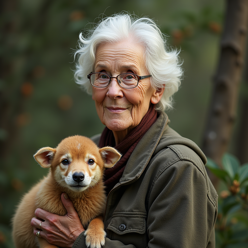The Naturalist Grandma Observing Wildlife in Forest