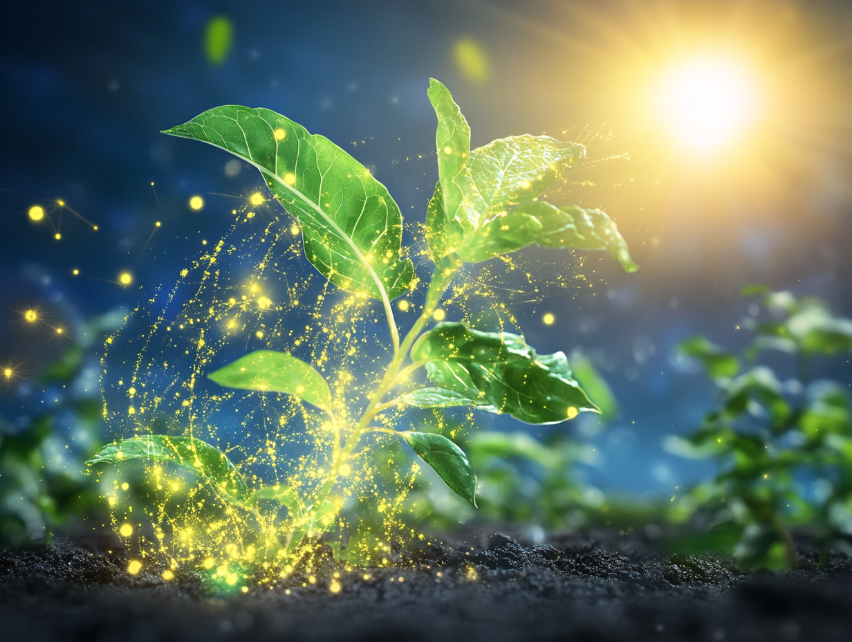 The Plant Absorbing Sunlight for Photosynthesis