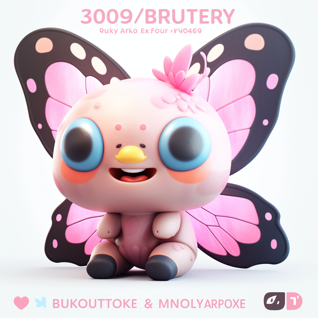 The Playful Butterfly Plushie in Simplistic CMYK Drawing