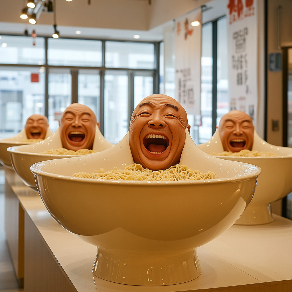 The Playful Ramen Factory with Laughing Men