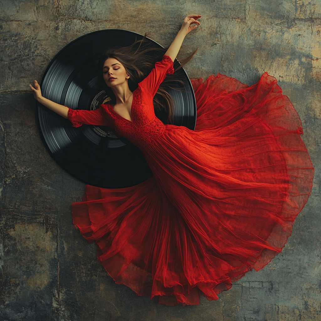 The Red Dancing Woman on Vinyl Record