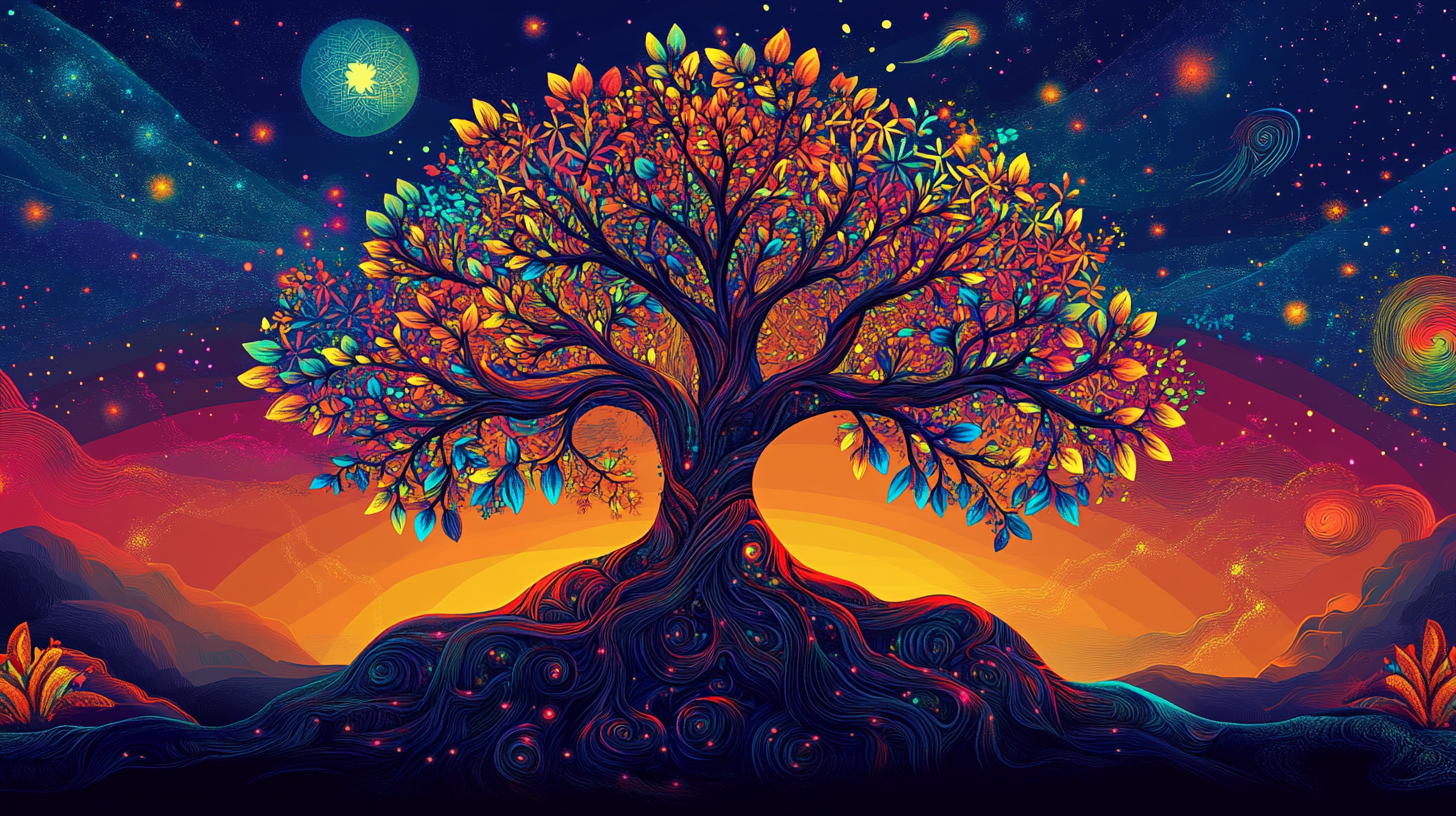 The Sacred Tree of Life in Vibrant Colors