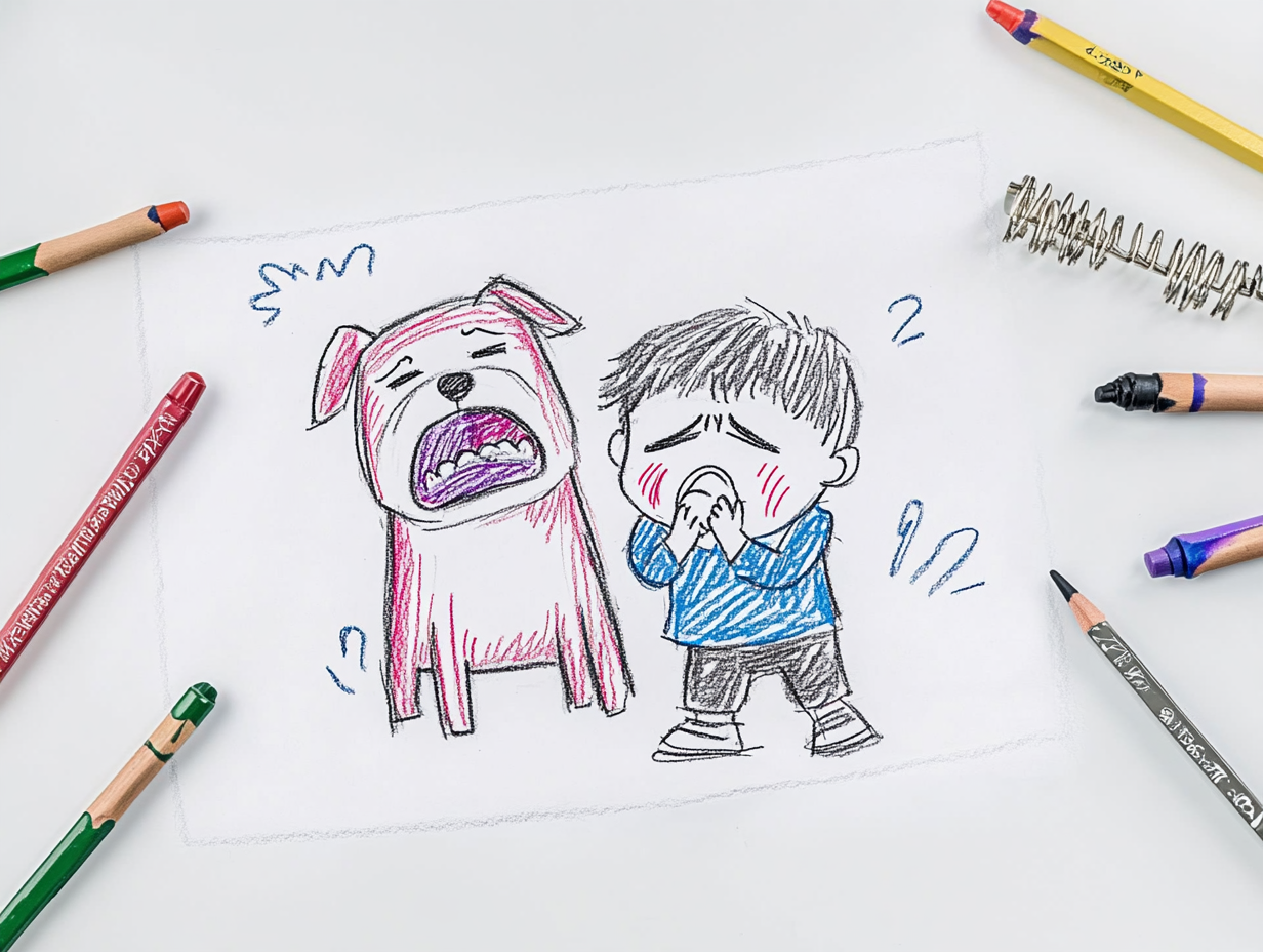 The Sad Boy and His Dog Drawing