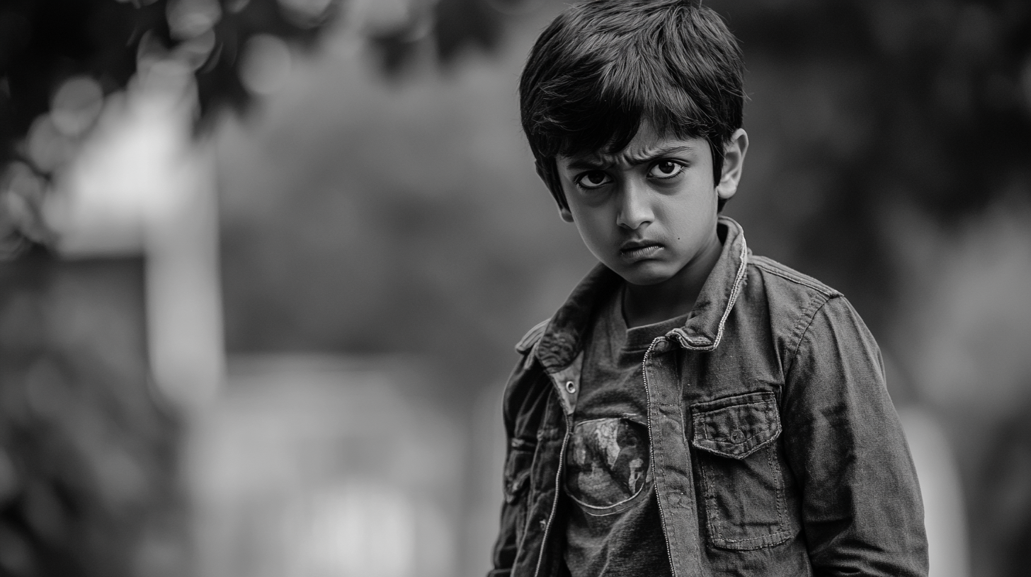 The Scared South Indian Boy in Denim Jeans