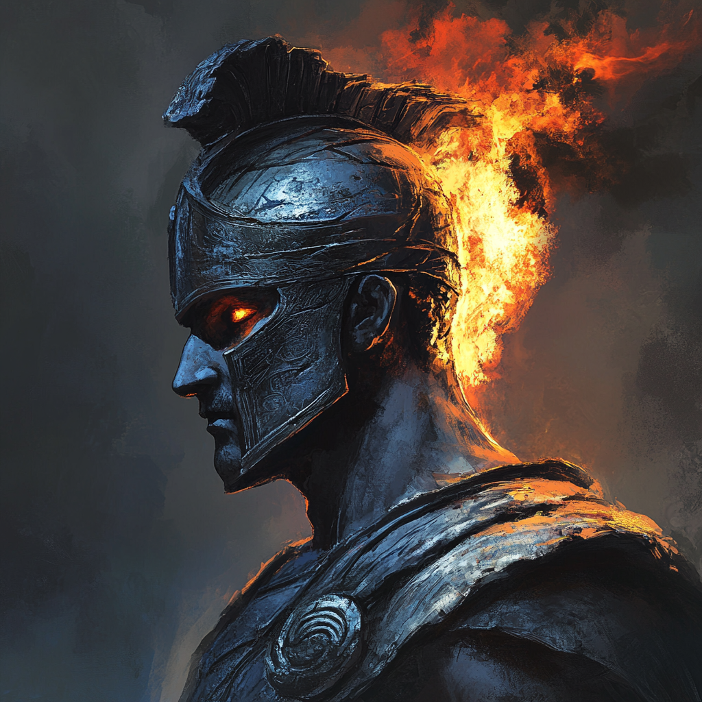 The Scary God Hades with Fiery Helmet