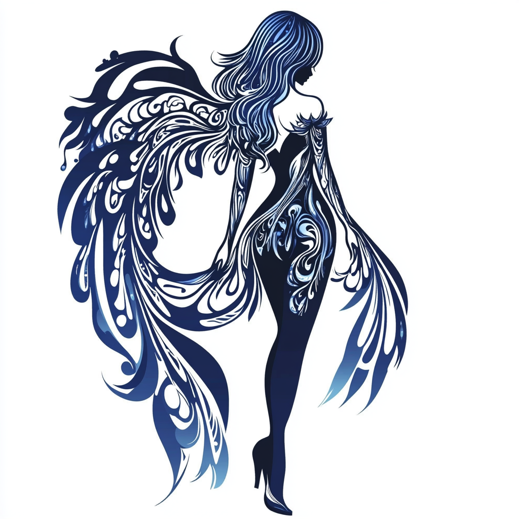 The Slender Cyber Angel in Blue and Black