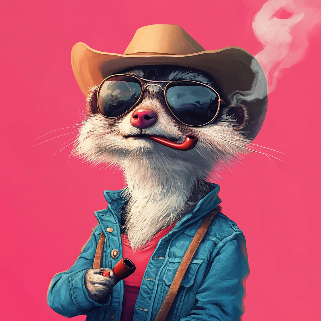 The Smiling Meerkat Cowboy in Denim Jacket