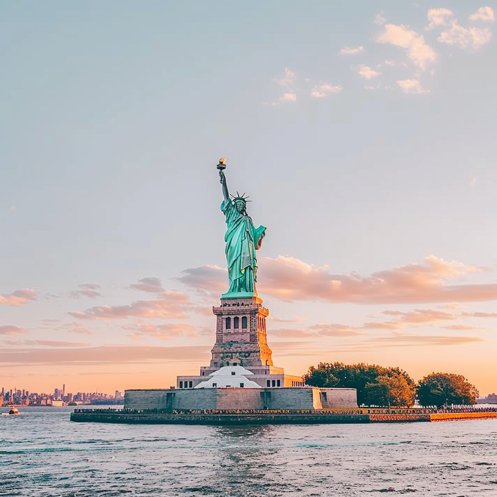 The Statue of Liberty at Sunset