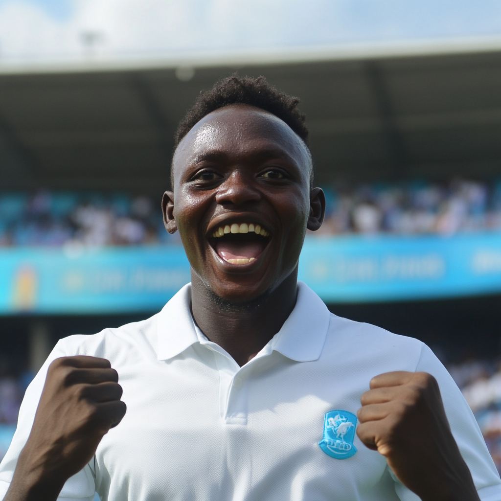 The Tanzanian Man Celebrates Victory in Stadium