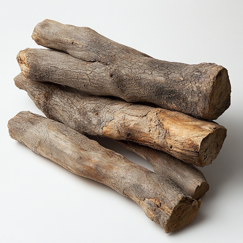 The Three Stacked Tree Roots on White Background