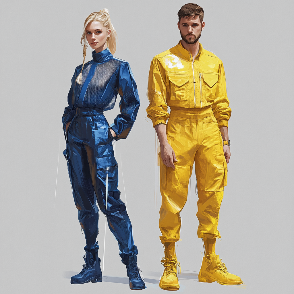 The Utopian Couple in Colorful Utilitarian Attire