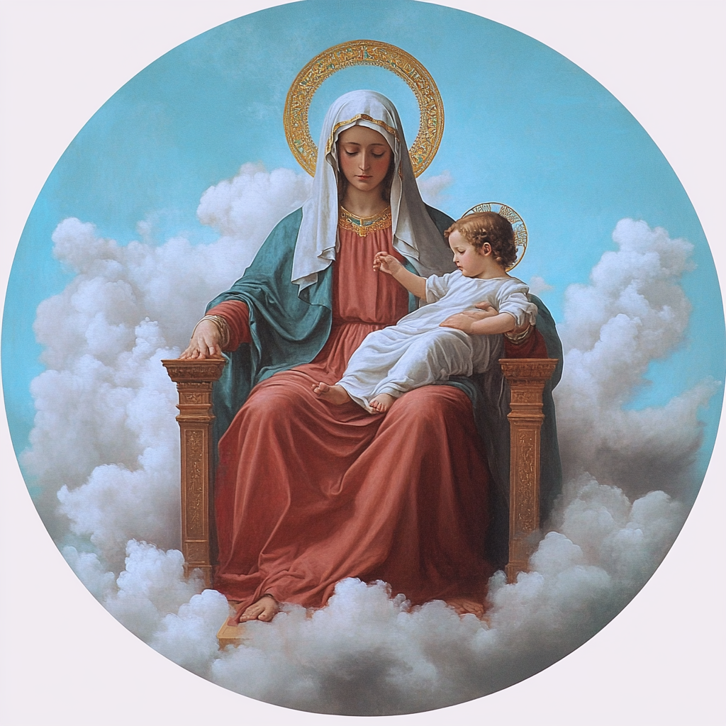 The Virgin Mary on Cloud Throne with Jesus