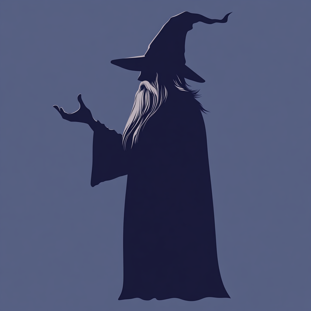 Vector silhouette of a traditional wizard