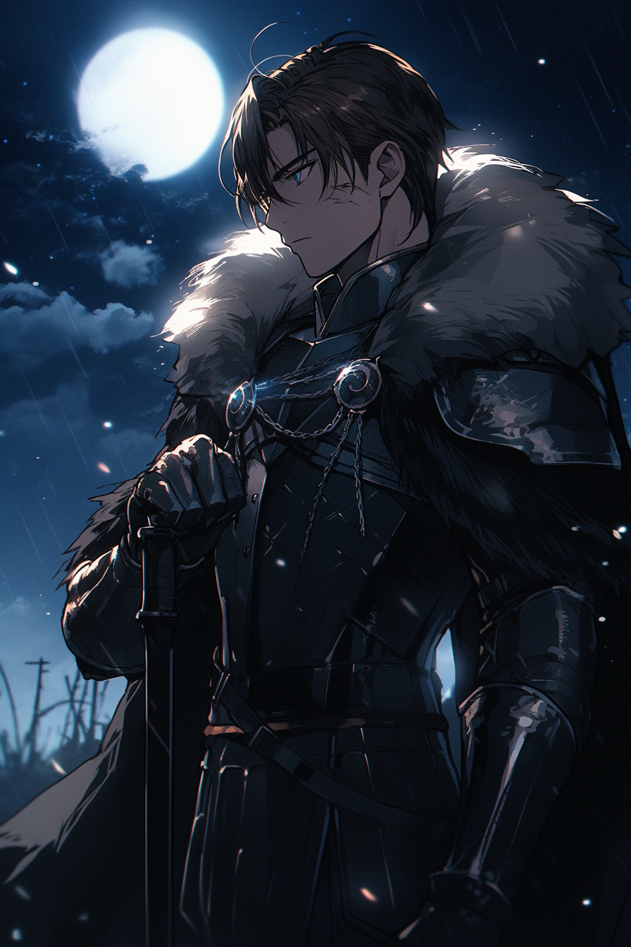 The Young King of the North on Battlefield at Night