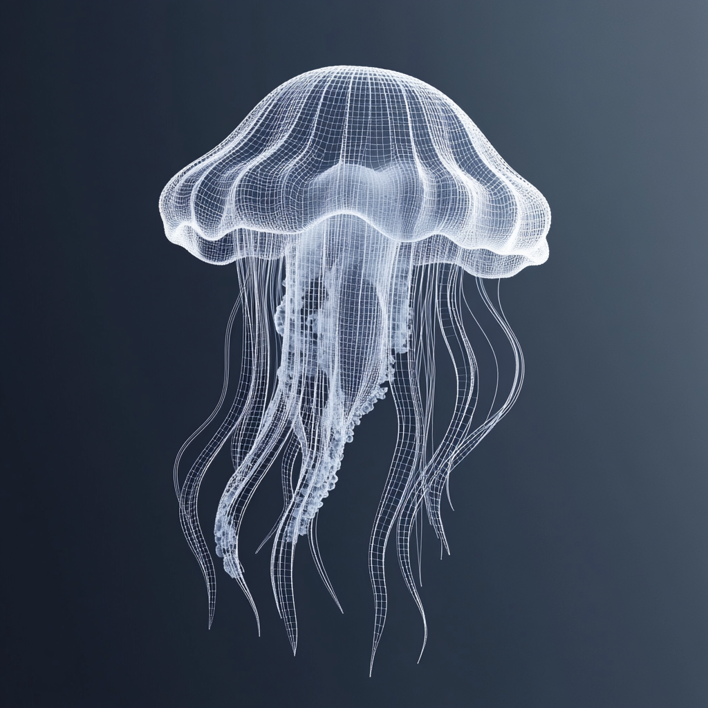 Vector of a blue-gray jellyfish floating