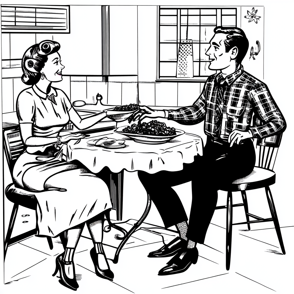 The dung beetle couple in a vintage kitchen. Coloring Book