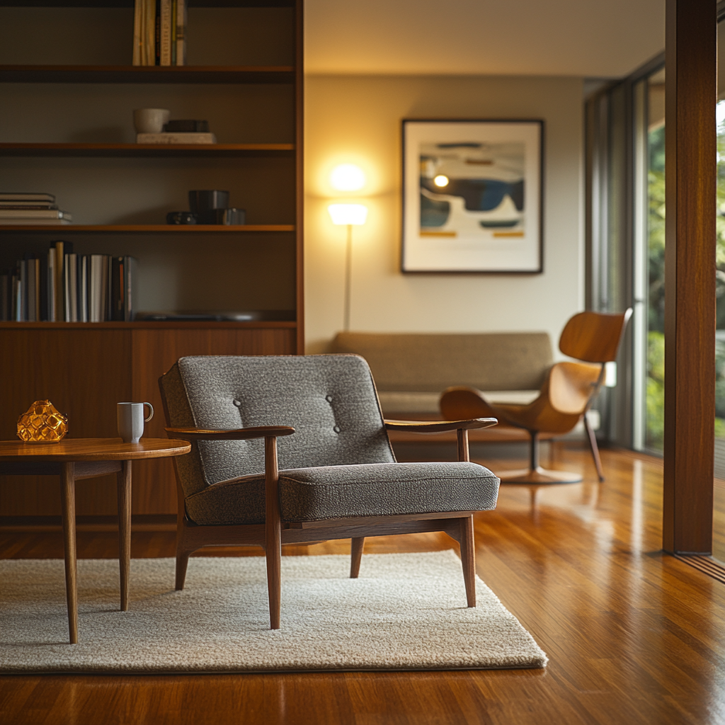 The welcoming midcentury lounge room in New Zealand