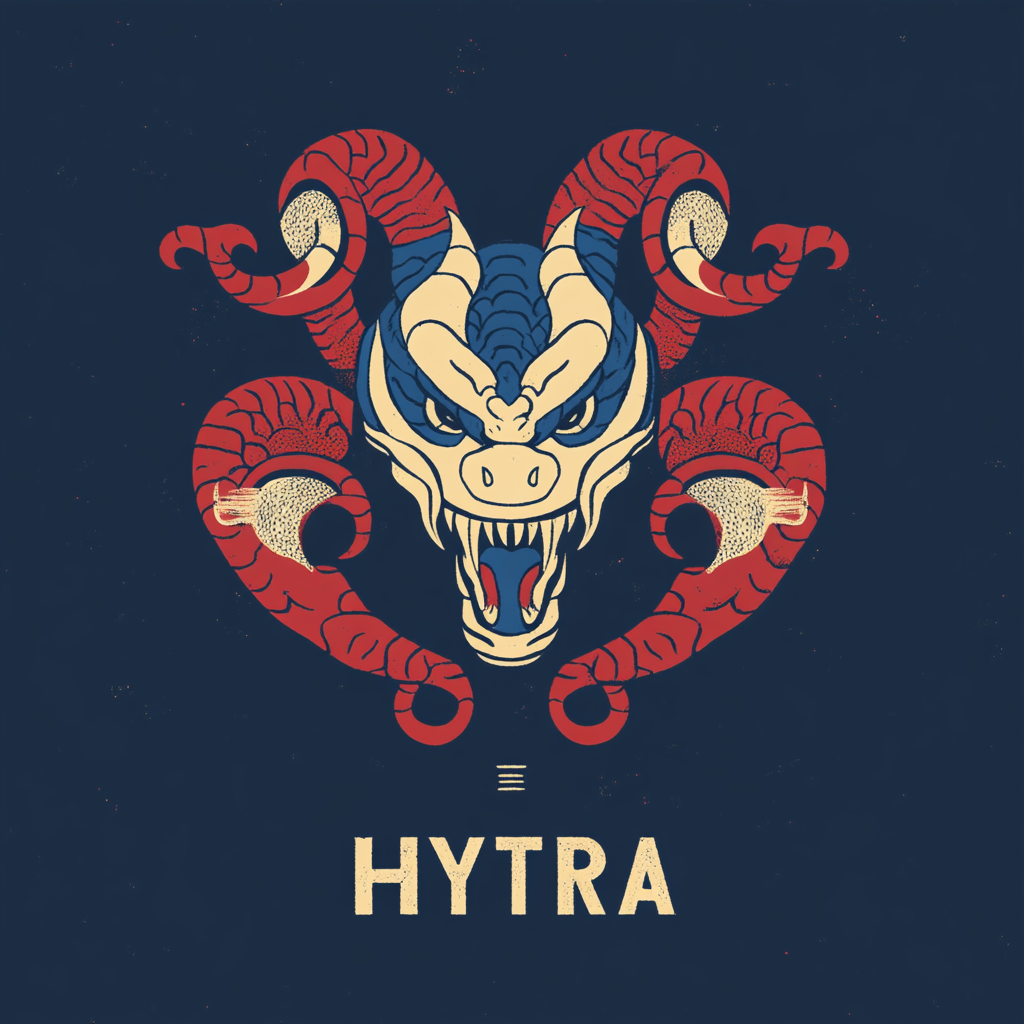 Three-Headed Hydra in Minimalistic Japanese Style