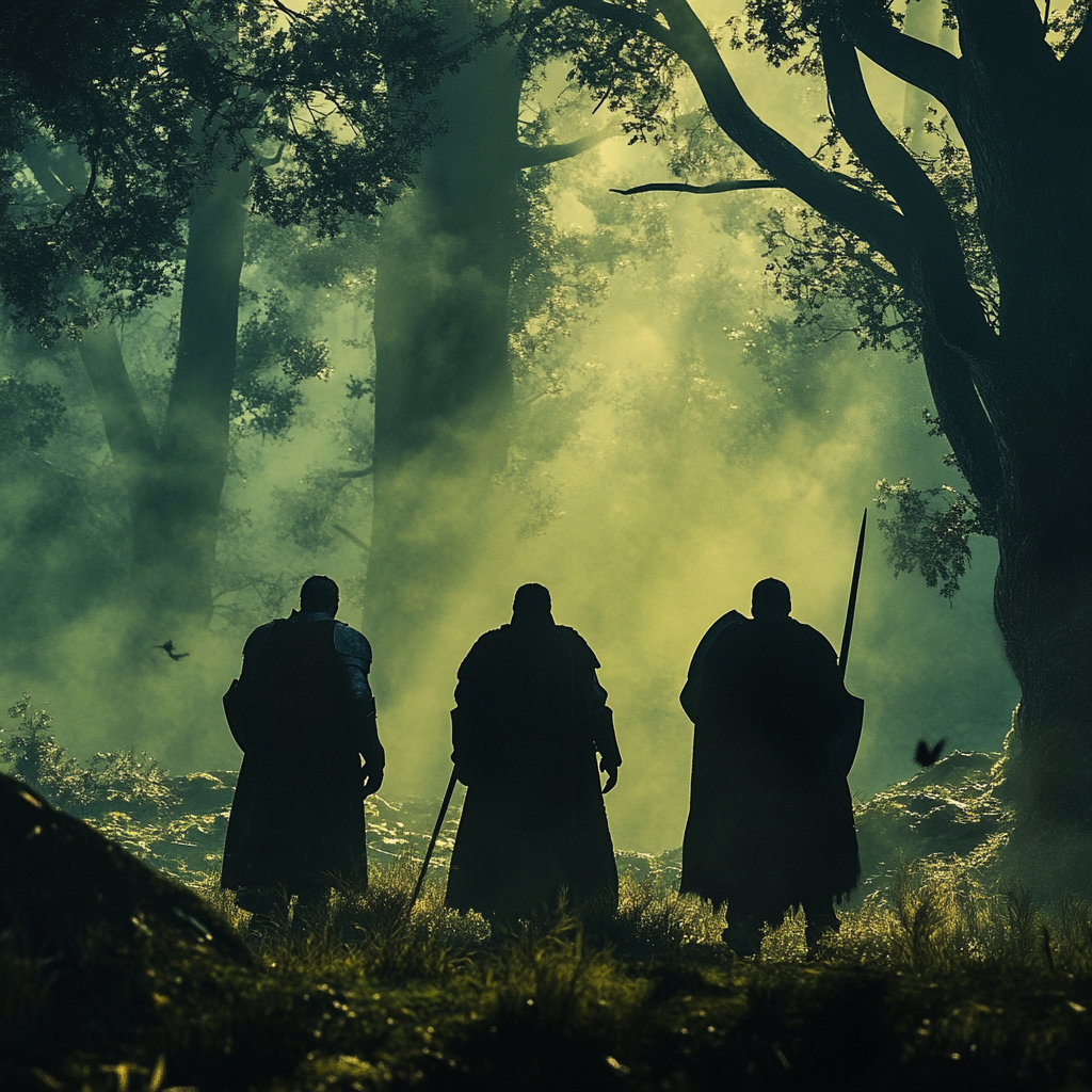 Three Knights Against Enchanting Medieval Forest