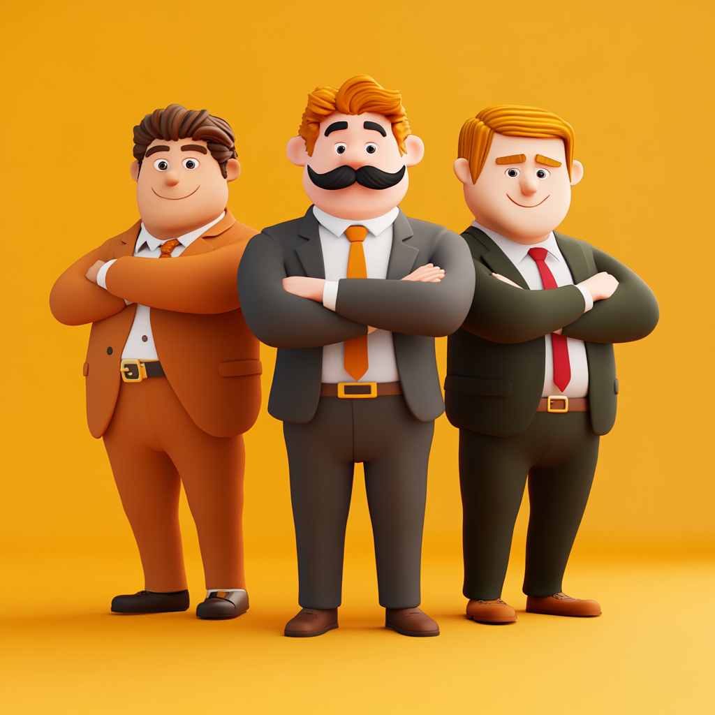 Three Men 3D Cartoon Style