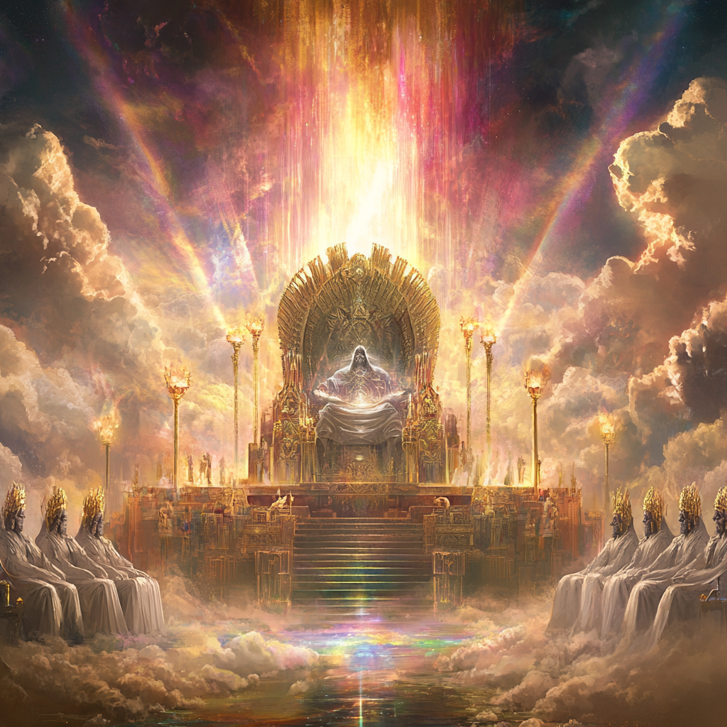 Throne in Heaven with Quartz-Like Figure, 24 Leaders