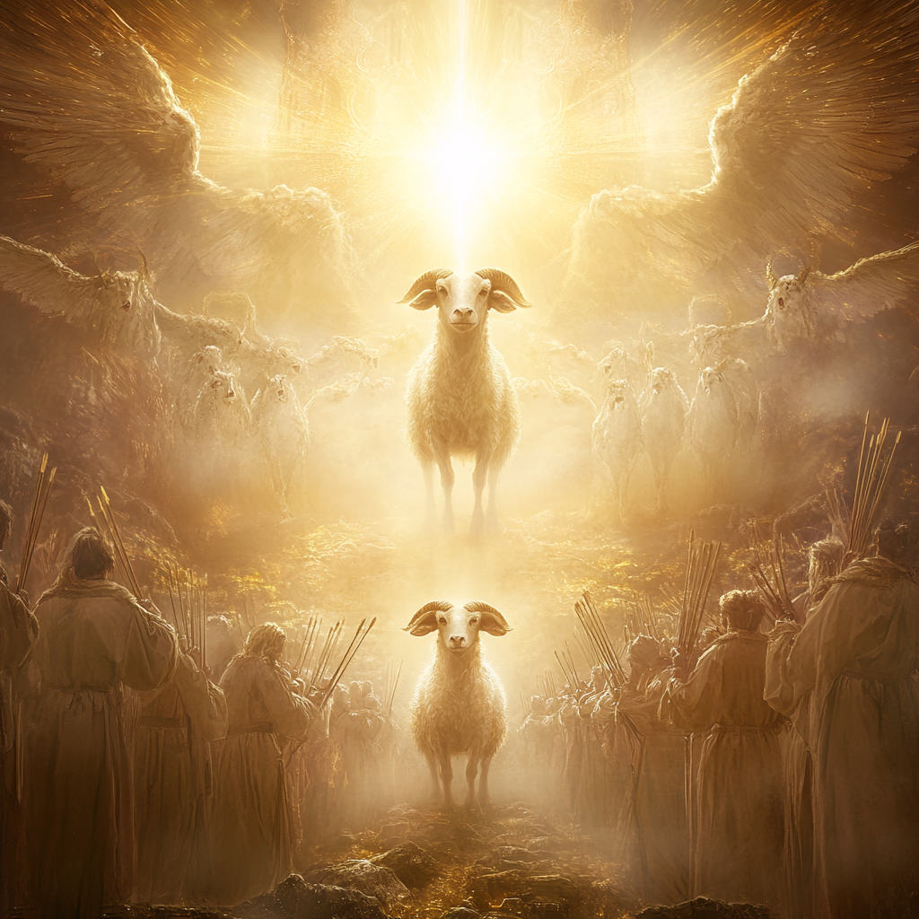 Thumbnail depicting Revelation 5 heavenly throne room worship.