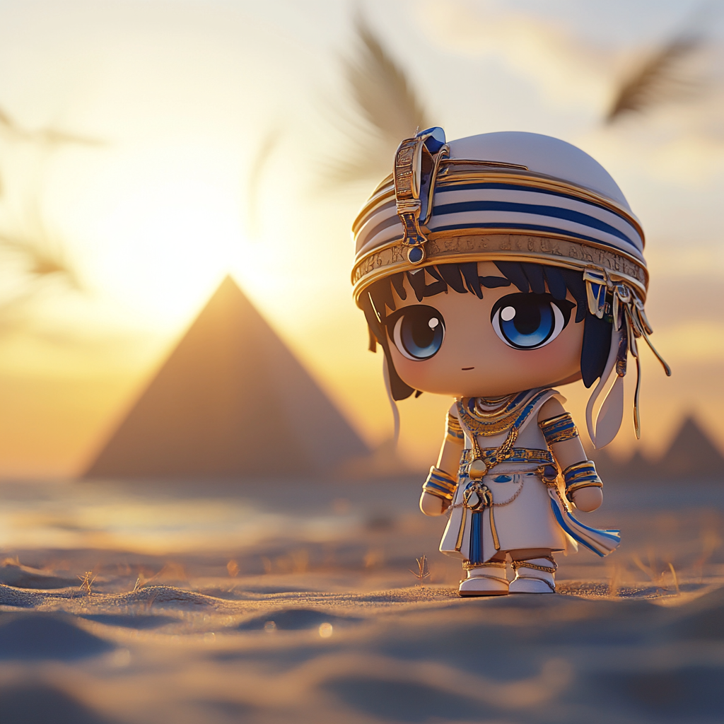 Tiny Pharaoh Khufu at Nile River, Dawn Scene