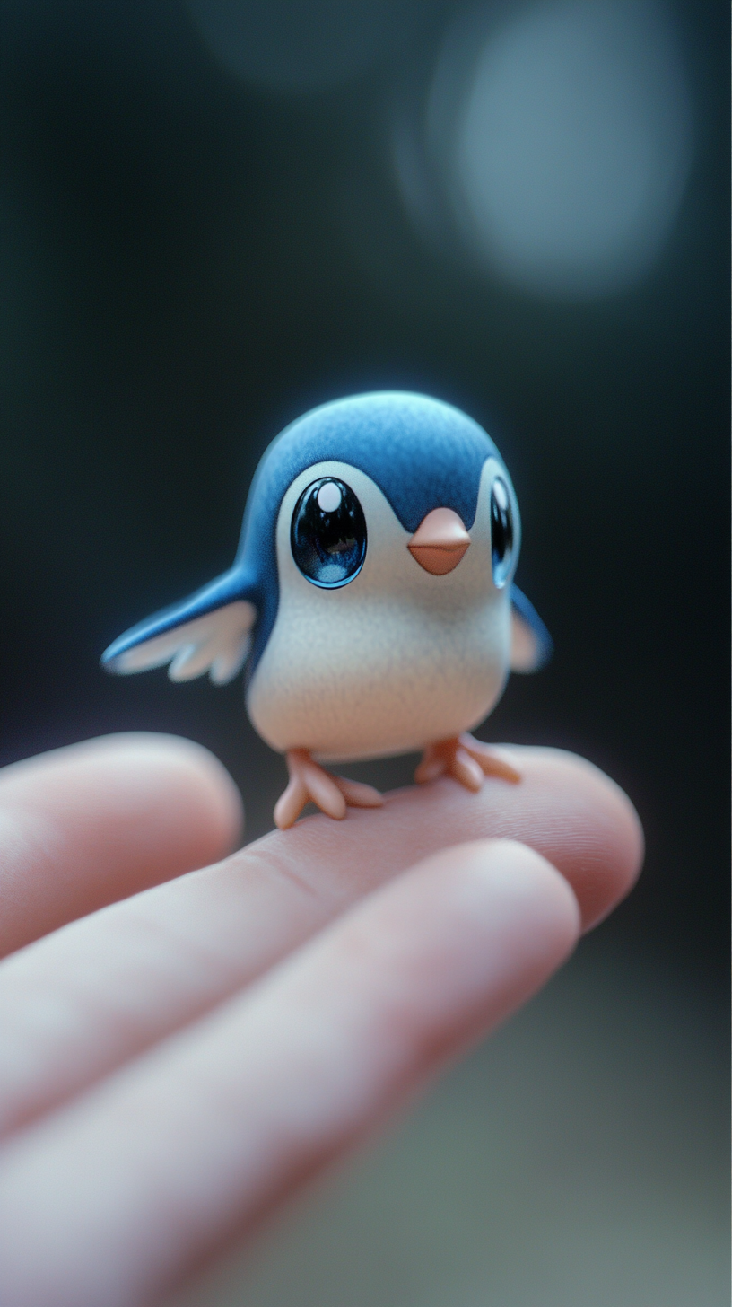 Tiny Piplup clings to human finger, adorable and cute.