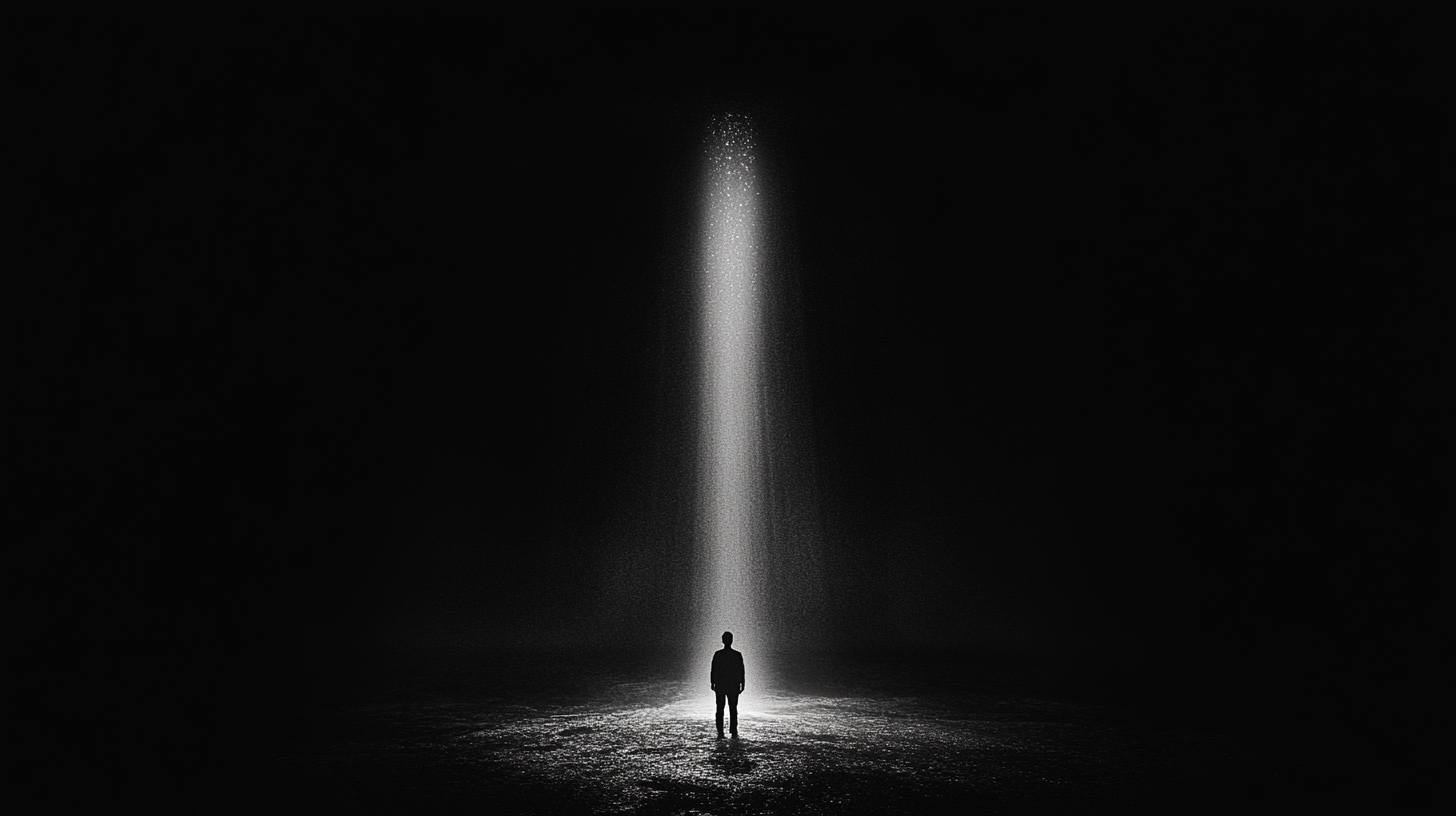 A Person's Silhouette in a Beam of Light