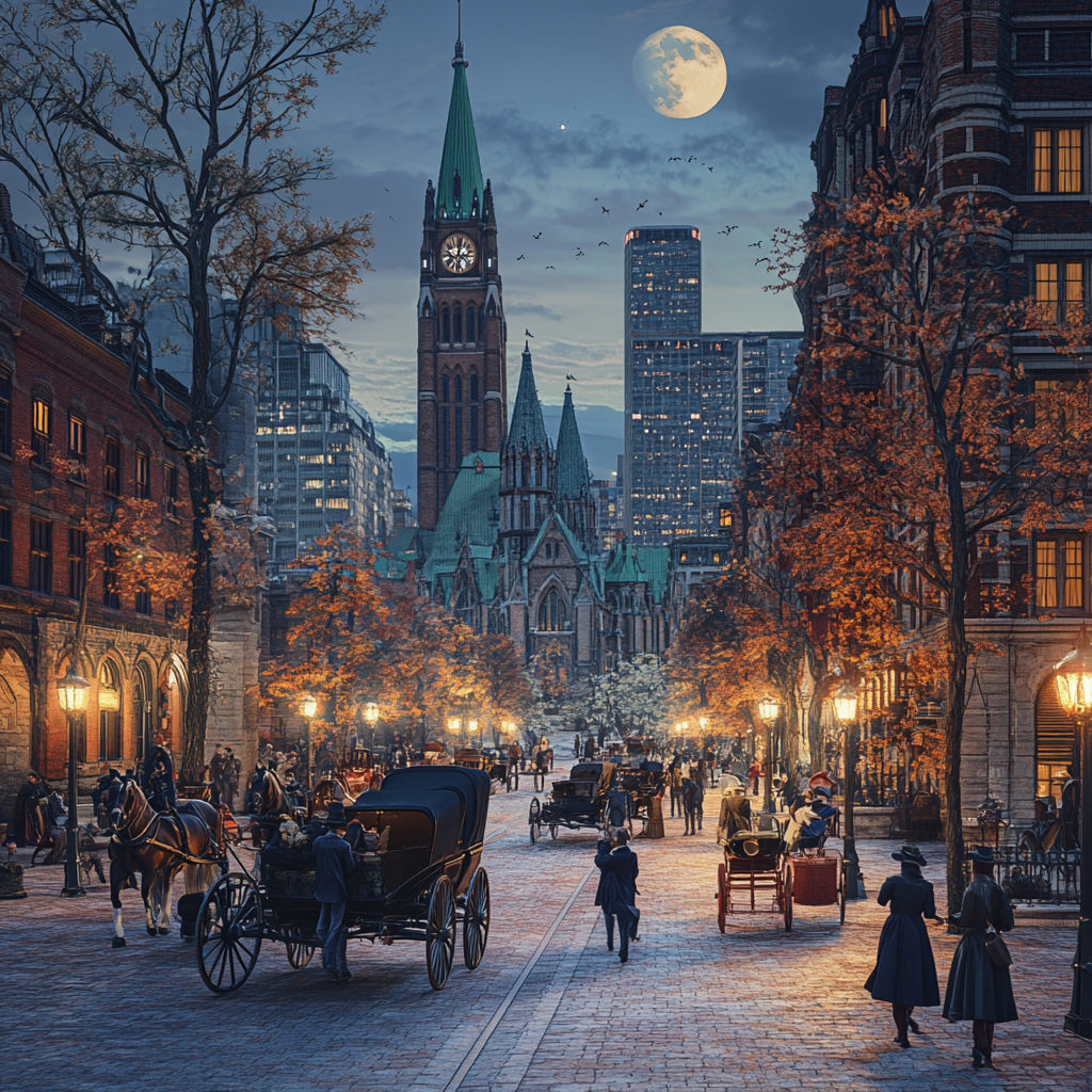 Toronto in 1900s depicted in realistic, photographic imagery.