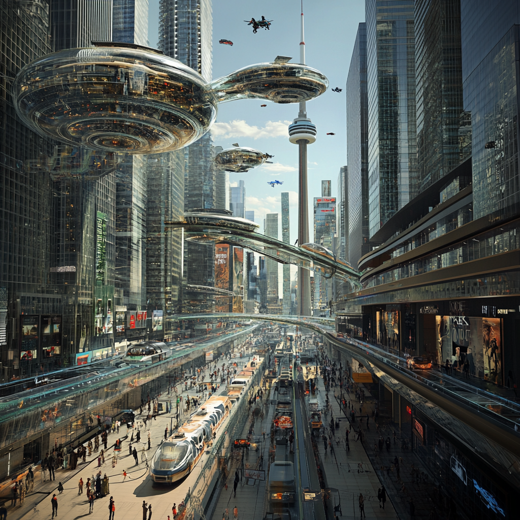 Toronto in 7000s: futuristic, creative, realistic, incredible city.