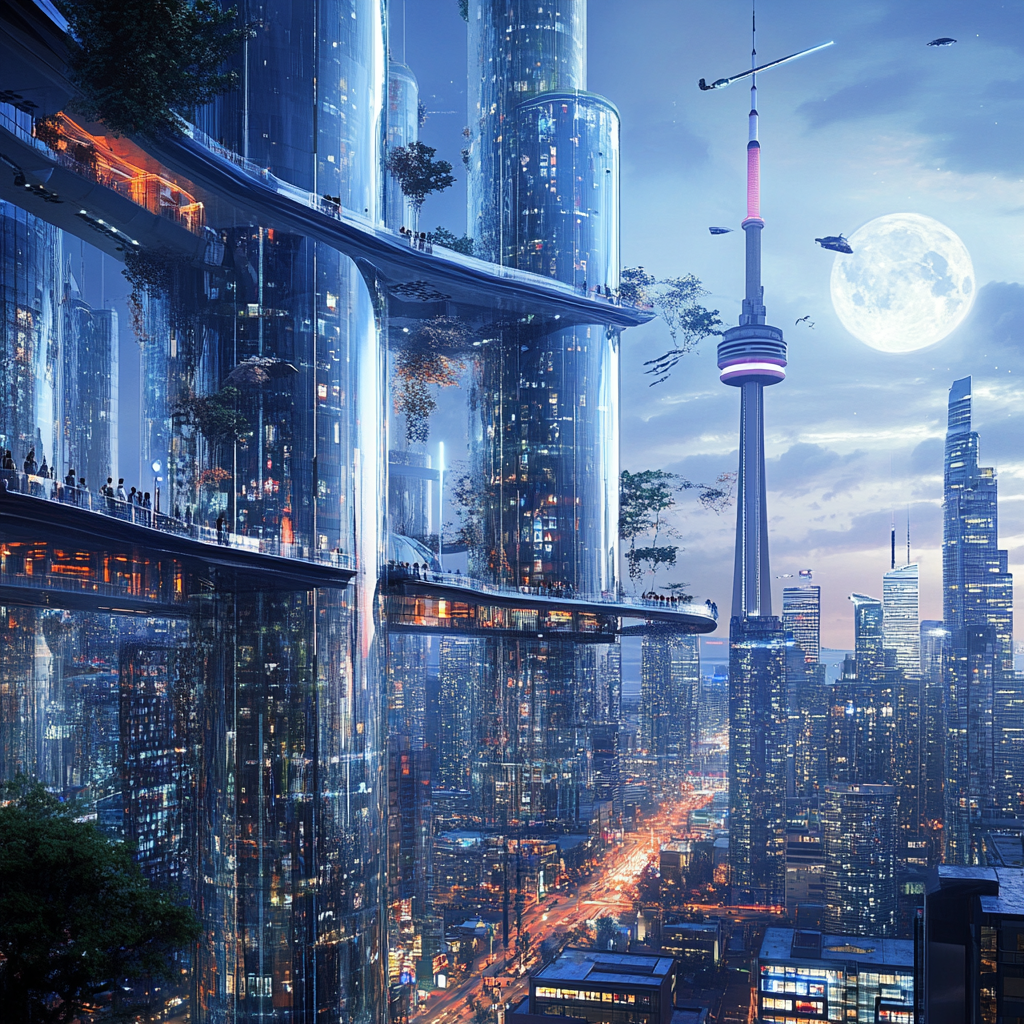 Toronto in the future: creative and realistic cityscape.