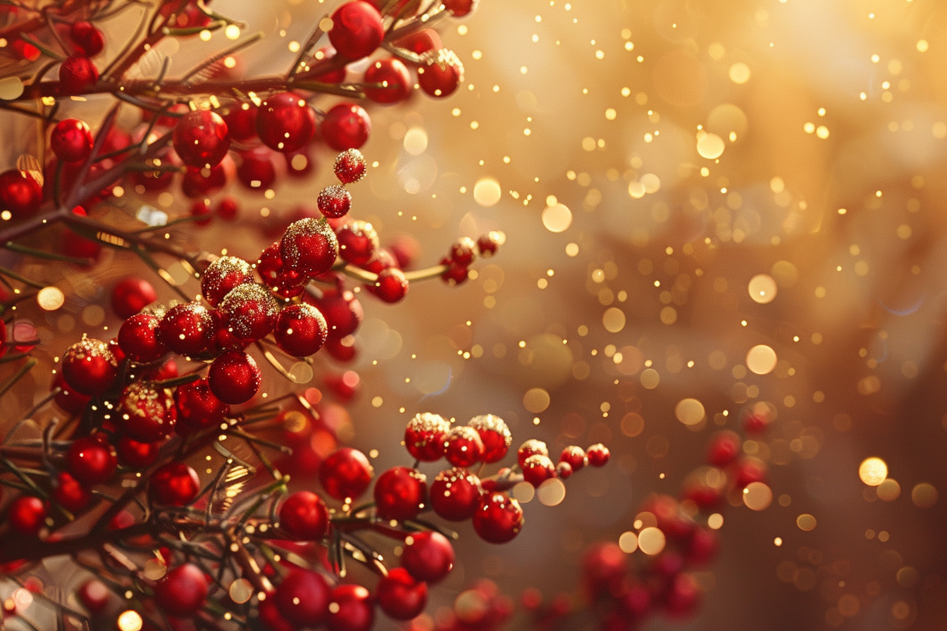 Traditional Korean Christmas Card with Gold and Red