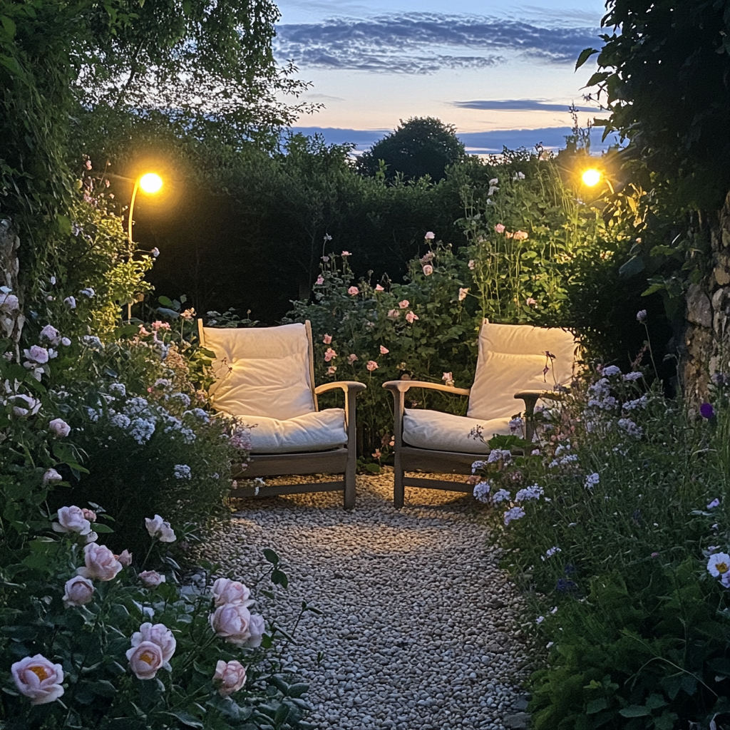 Tranquil Dusk Garden Oasis with iPhone 15 Pro 