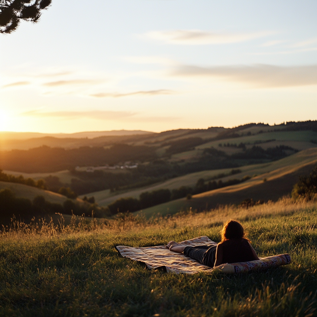 Tranquil Sunset Yoga in Lisle-sur-Tarn Countryside