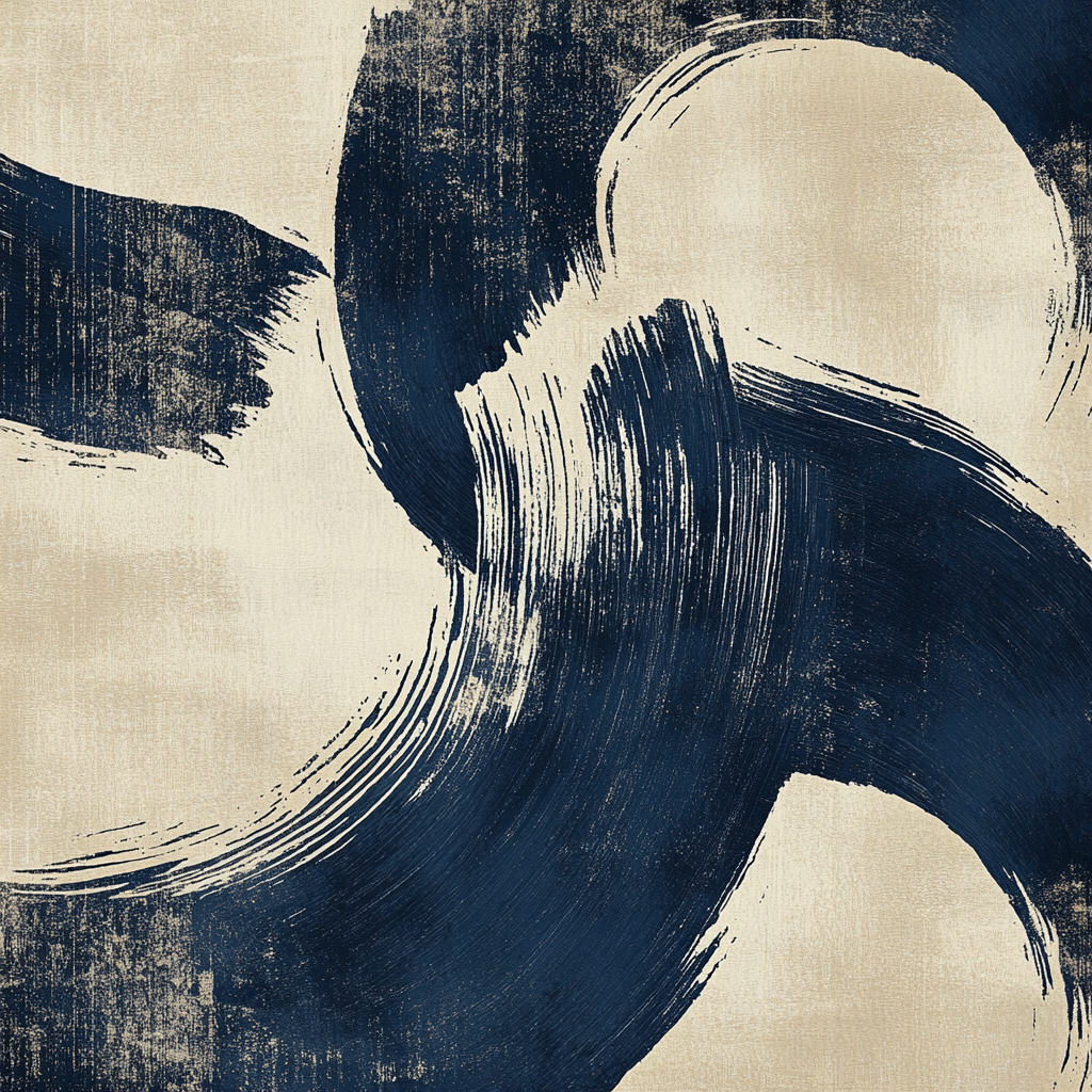 Tranquil black brushstrokes in Japanese style design