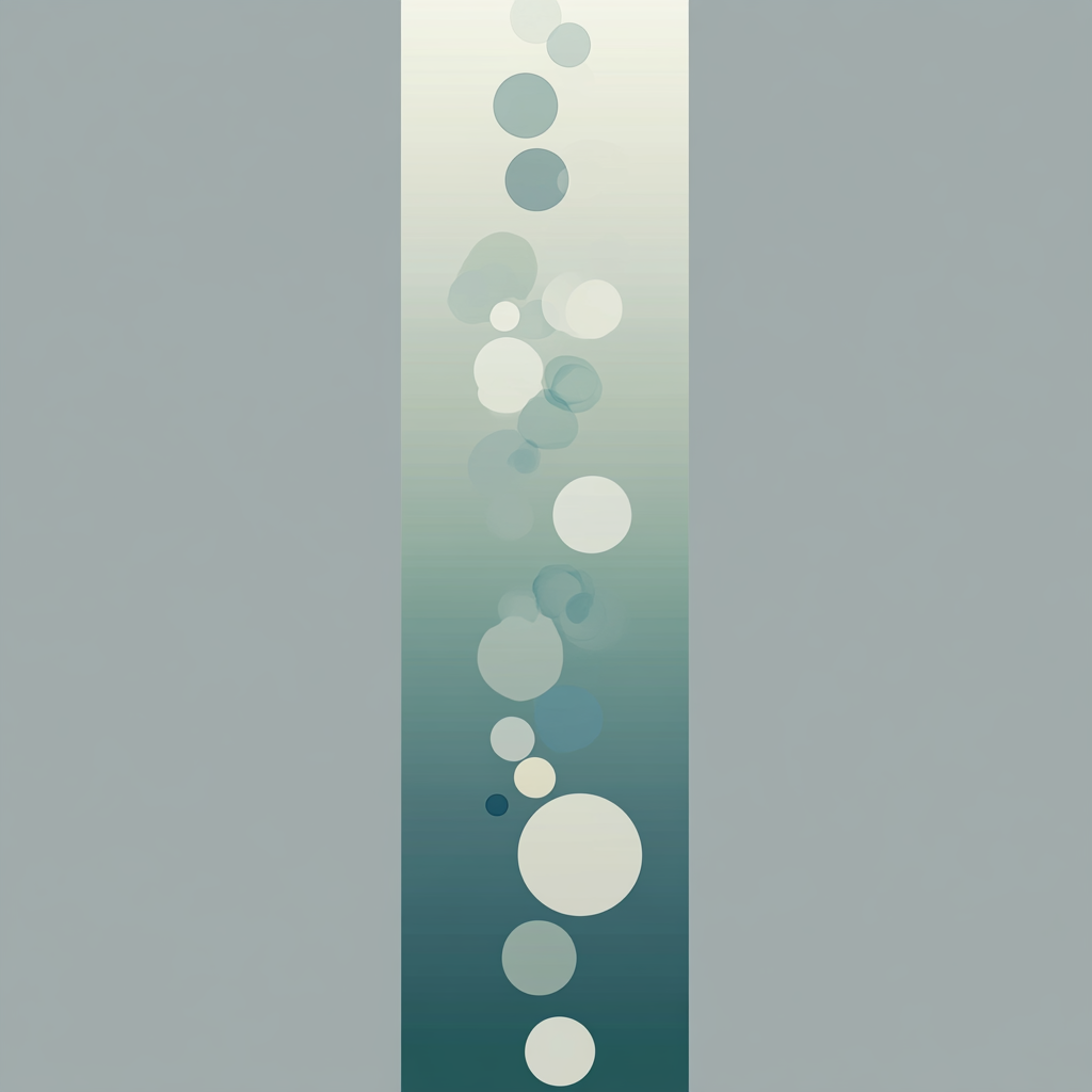 Tranquil bubbles in turquoise and gray gradient.